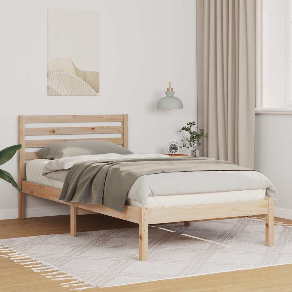 Bettrahmen mit Kopfteil Braun 90 x 200 cm Massives Kiefernholz