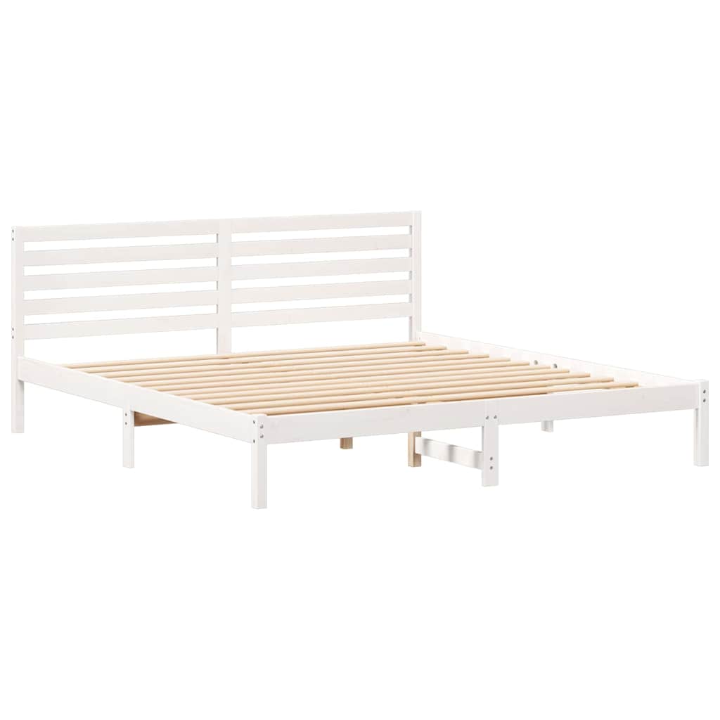 Bettrahmen mit Kopfteil Weiß 200 x 200 cm Massives Kiefernholz