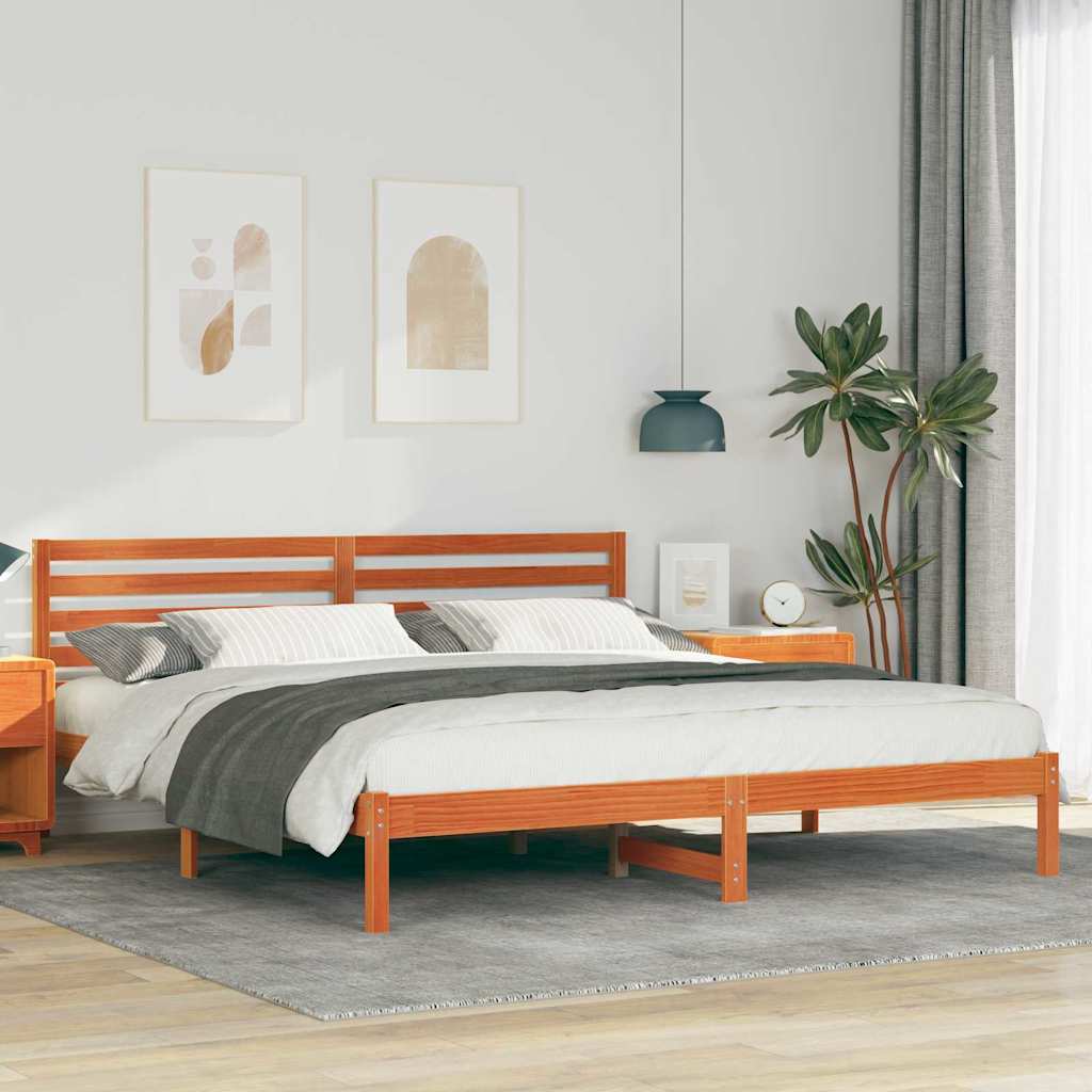 Bettrahmen Wachsbraun 180 x 200 cm Massives Kiefernholz