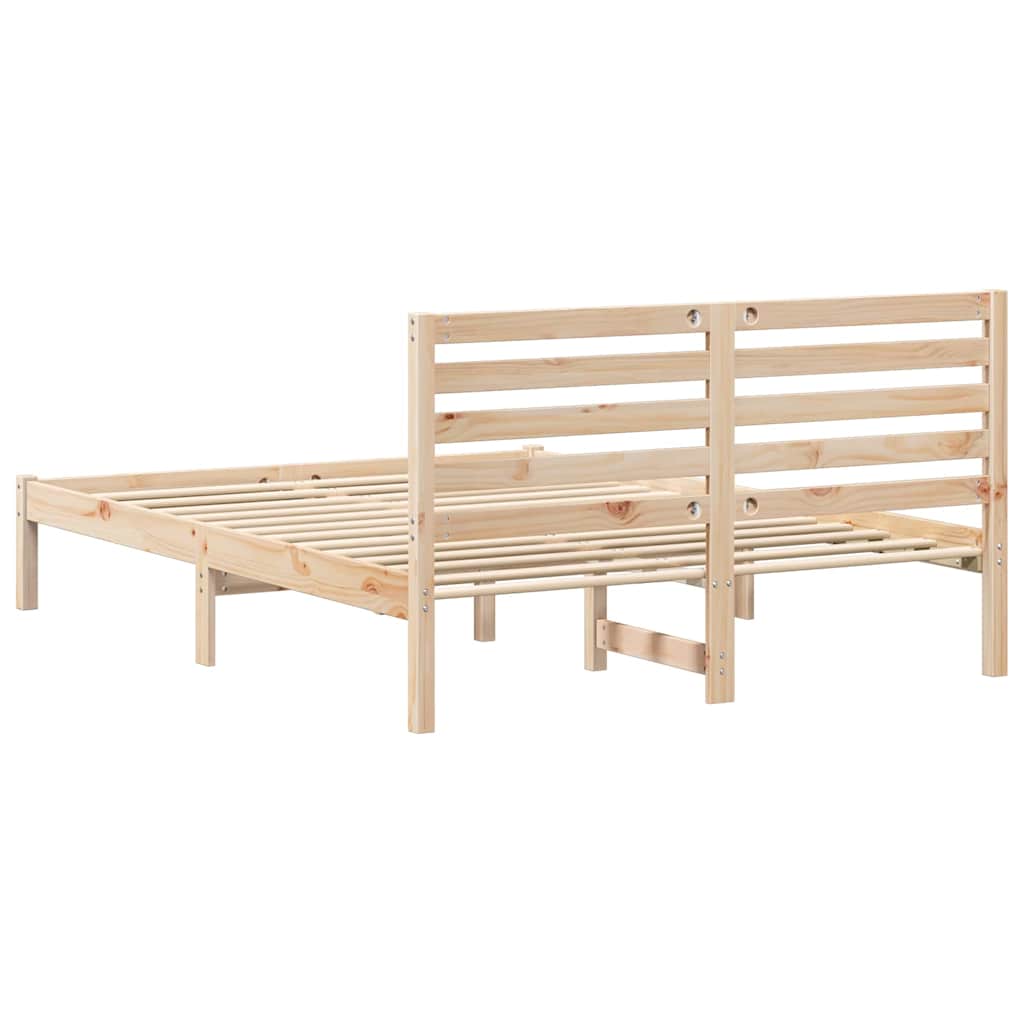 Bettrahmen mit Kopfteil Braun 140 x 190 cm Massives Kiefernholz