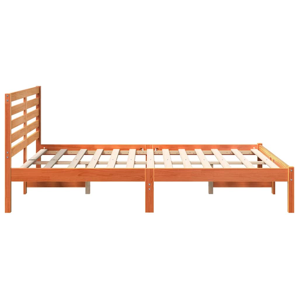 Bettrahmen Wachsbraun 140 x 190 cm Massives Kiefernholz