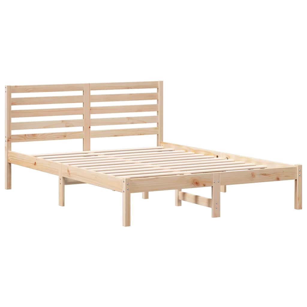 Bettrahmen mit Kopfteil Braun 135 x 190 cm Massives Kiefernholz