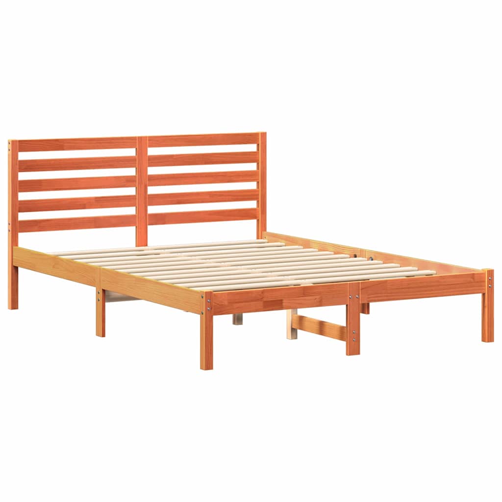 Bettrahmen Wachsbraun 135 x 190 cm Massives Kiefernholz