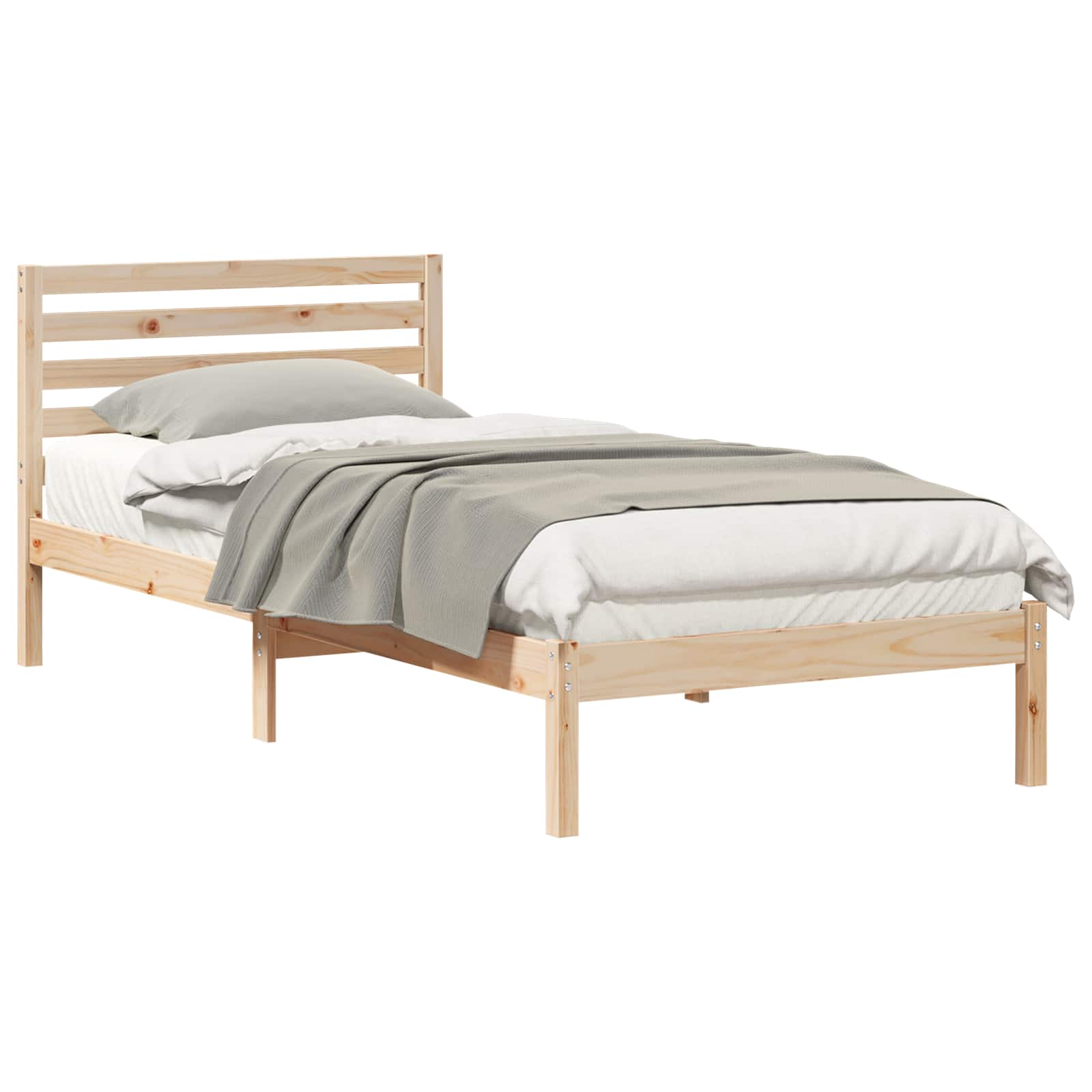 Bettrahmen mit Kopfteil Braun 80 x 210 cm Massives Kiefernholz