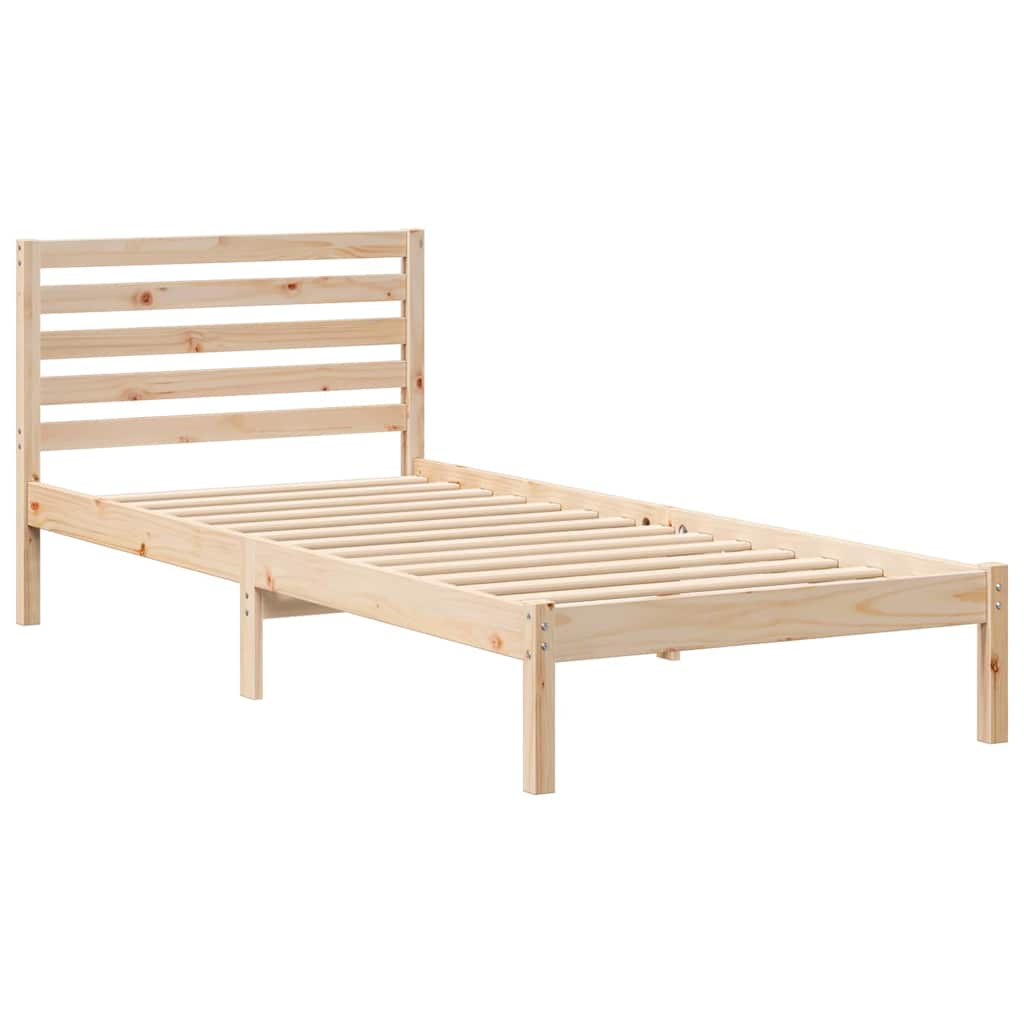 Bettrahmen mit Kopfteil Braun 80 x 210 cm Massives Kiefernholz