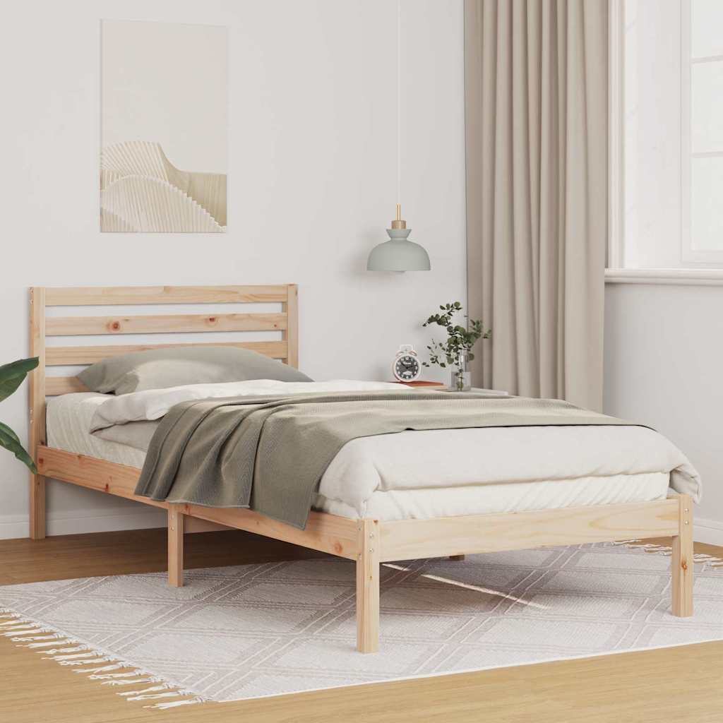 Bettrahmen mit Kopfteil Braun 90 x 210 cm Massives Kiefernholz