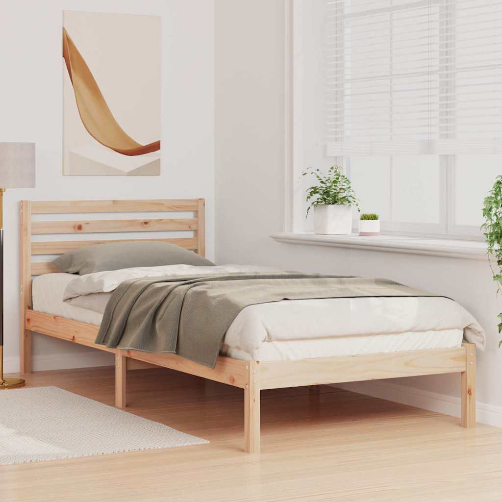 Bettrahmen mit Kopfteil Braun 100 x 210 cm Massives Kiefernholz