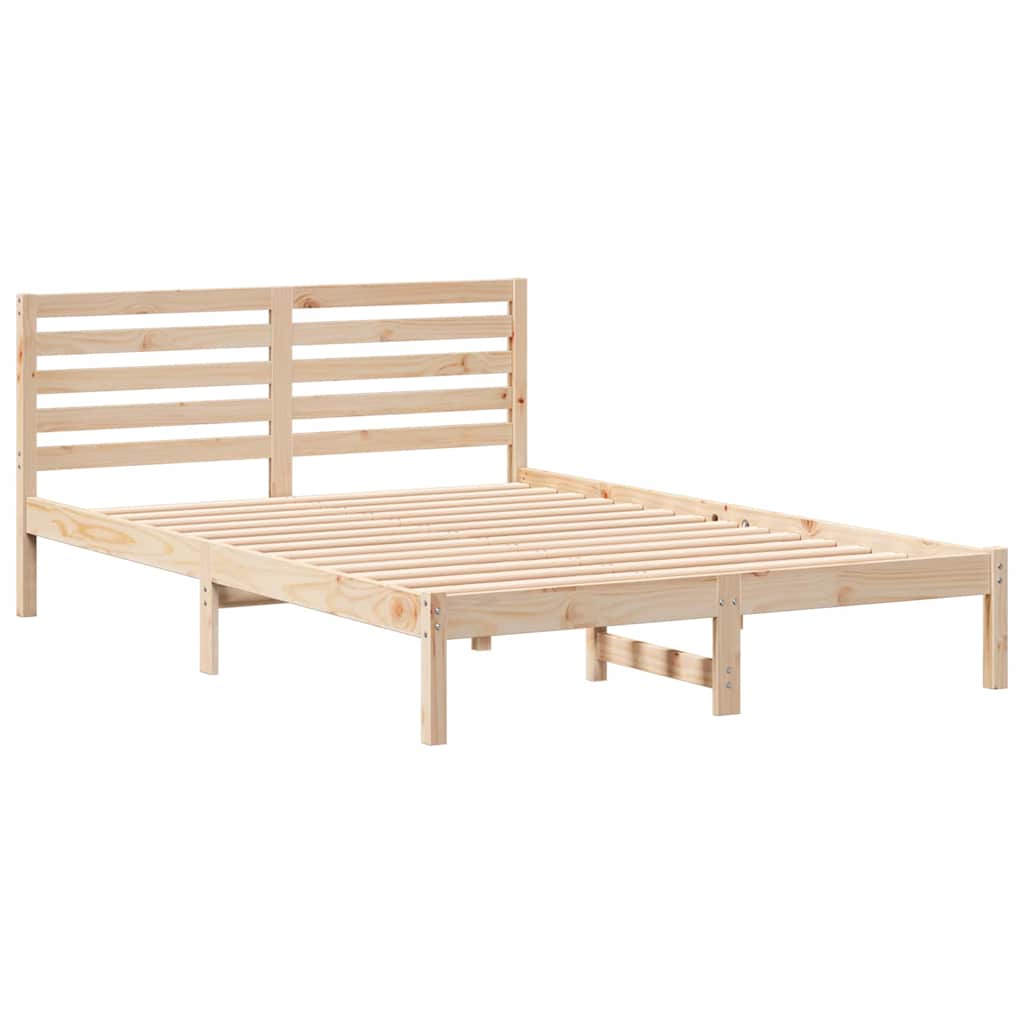 Bettrahmen mit Kopfteil Braun 140 x 210 cm Massives Kiefernholz