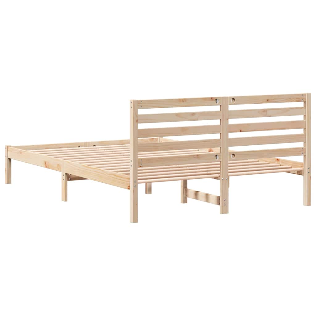 Bettrahmen mit Kopfteil Braun 140 x 210 cm Massives Kiefernholz