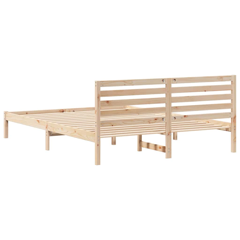 Bettrahmen mit Kopfteil Braun 160 x 210 cm Massives Kiefernholz