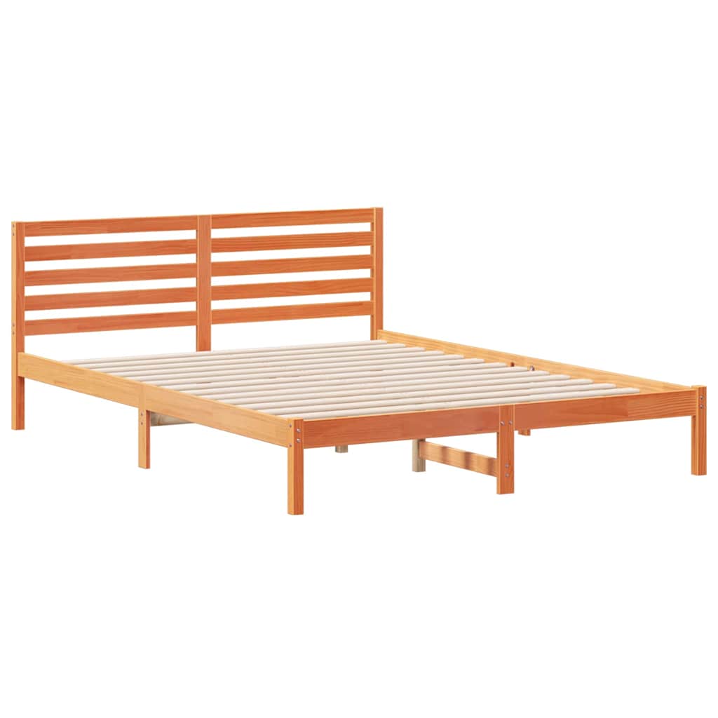 Bettrahmen Wachsbraun 160 x 210 cm Massives Kiefernholz