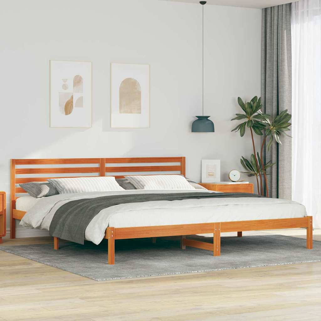 Bettrahmen Wachsbraun 200 x 210 cm Massives Kiefernholz