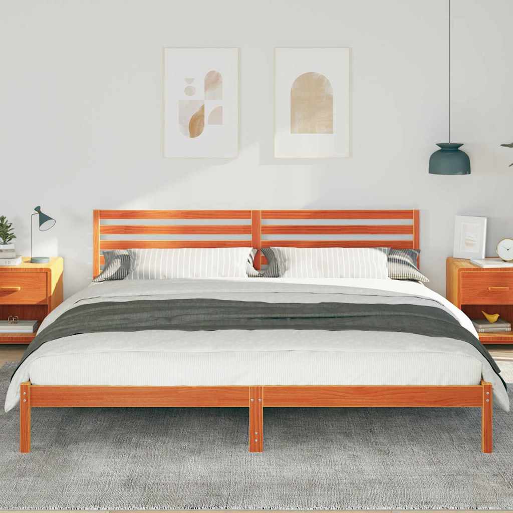 Bettrahmen Wachsbraun 200 x 210 cm Massives Kiefernholz