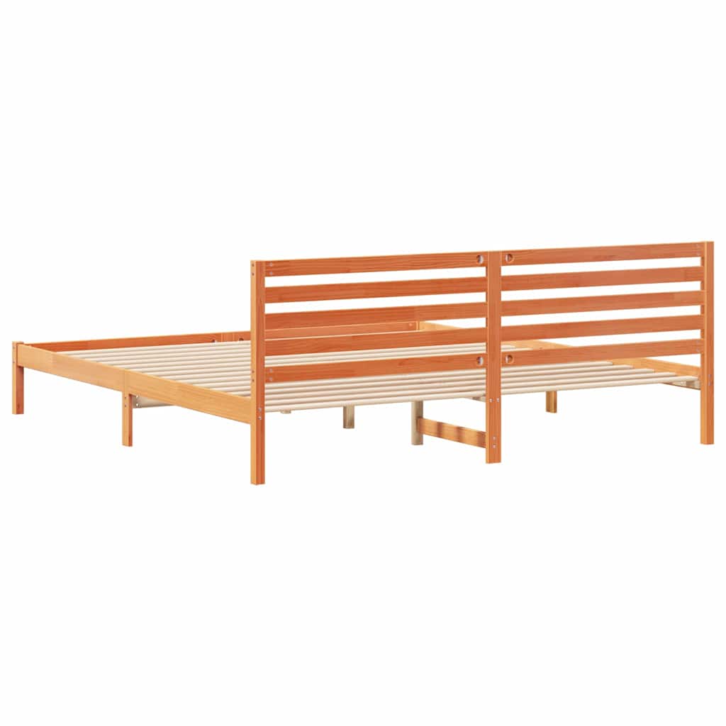 Bettrahmen Wachsbraun 200 x 210 cm Massives Kiefernholz