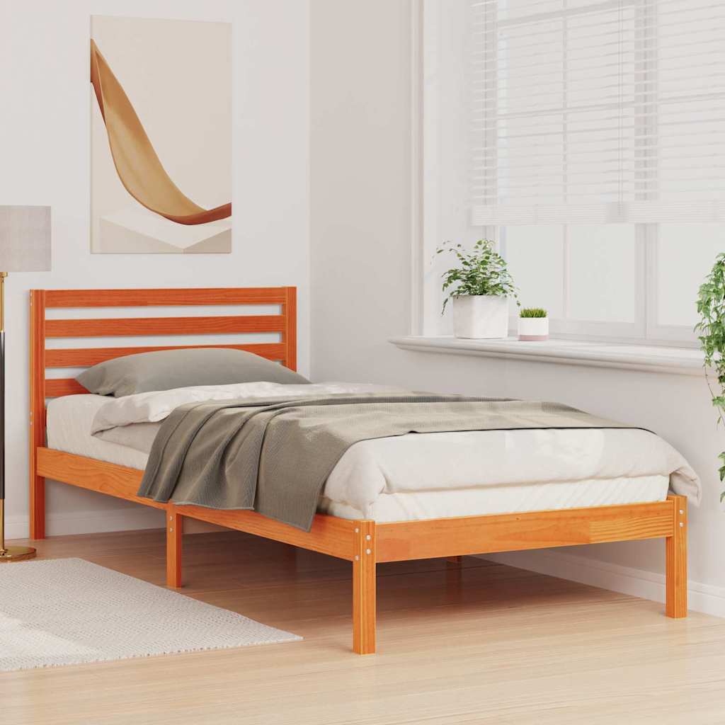 Bettrahmen Wachsbraun 80 x 220 cm Massives Kiefernholz