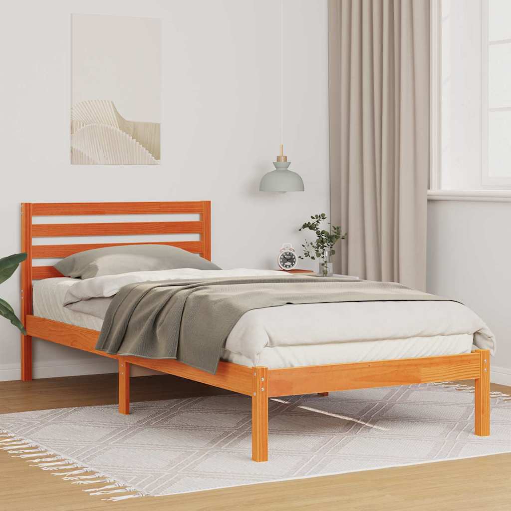 Bettrahmen Wachsbraun 90 x 220 cm Massives Kiefernholz