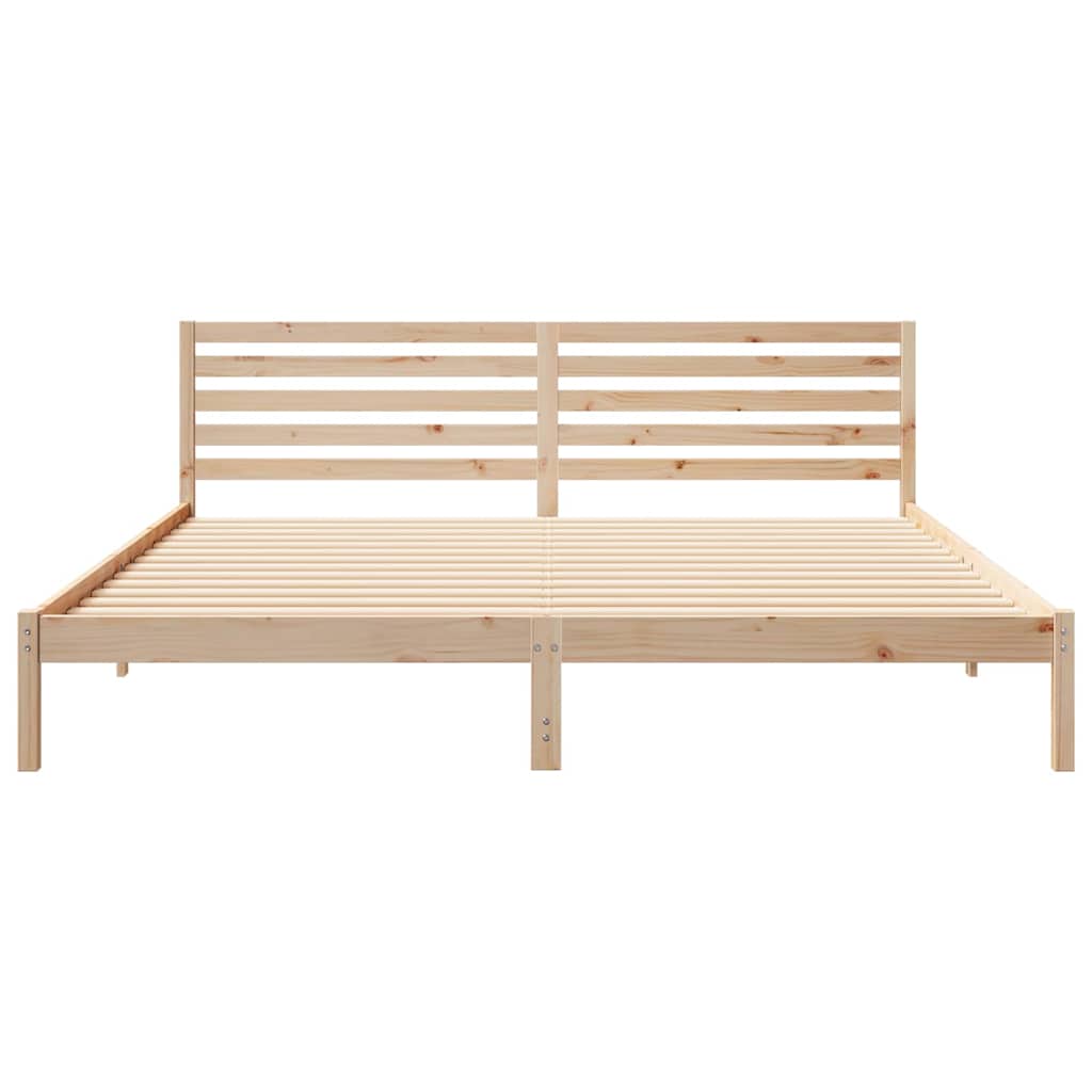 Bettrahmen mit Kopfteil Braun 200 x 220 cm Massives Kiefernholz