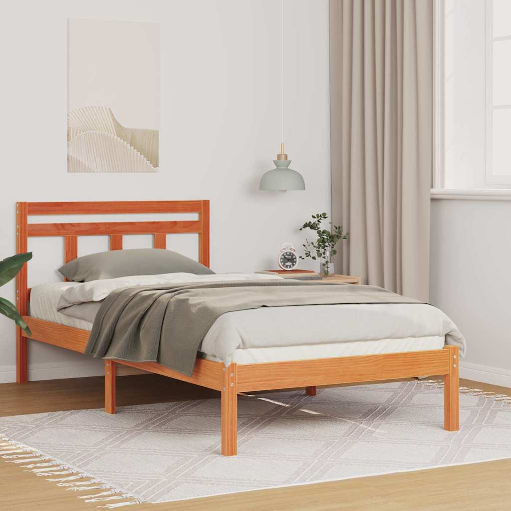 Bettrahmen Braun 90 x 190 cm Massives Kiefernholz