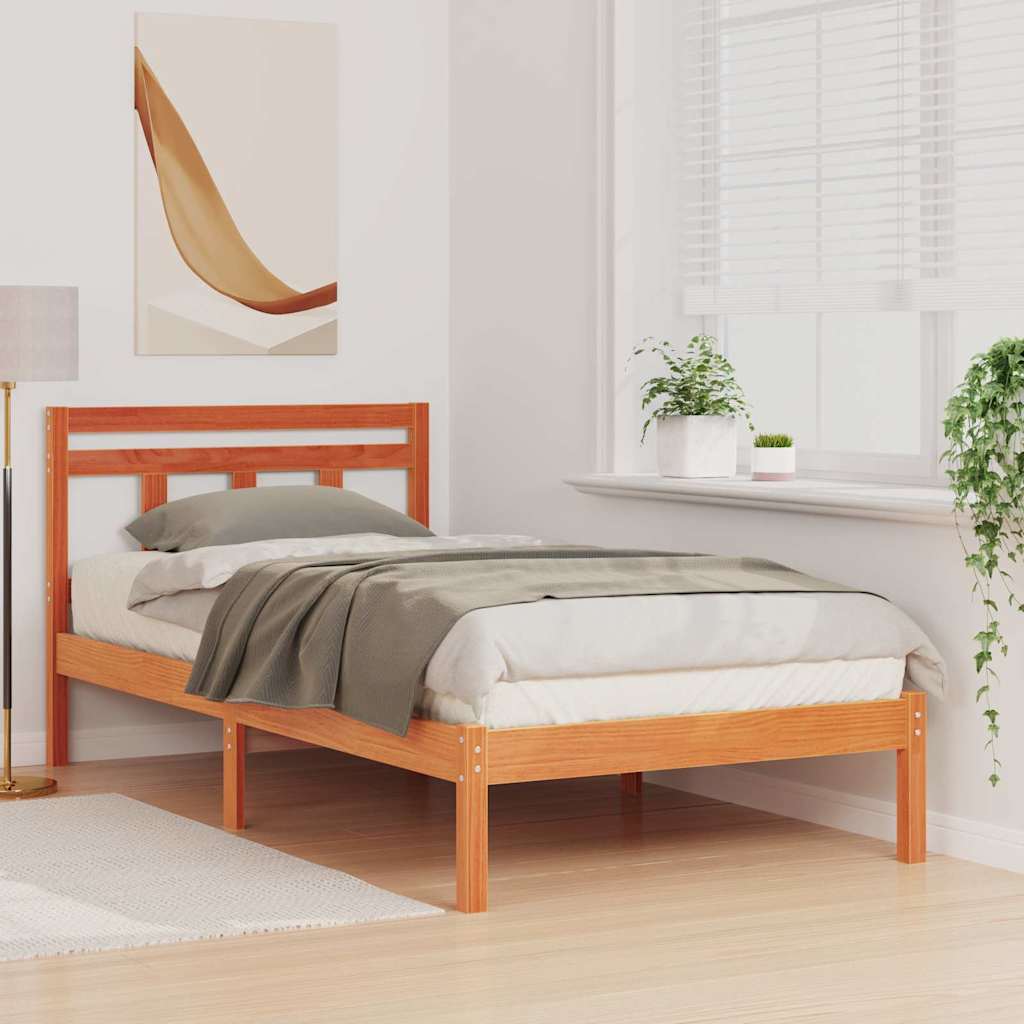 Bettrahmen Braun 90 x 190 cm Massives Kiefernholz