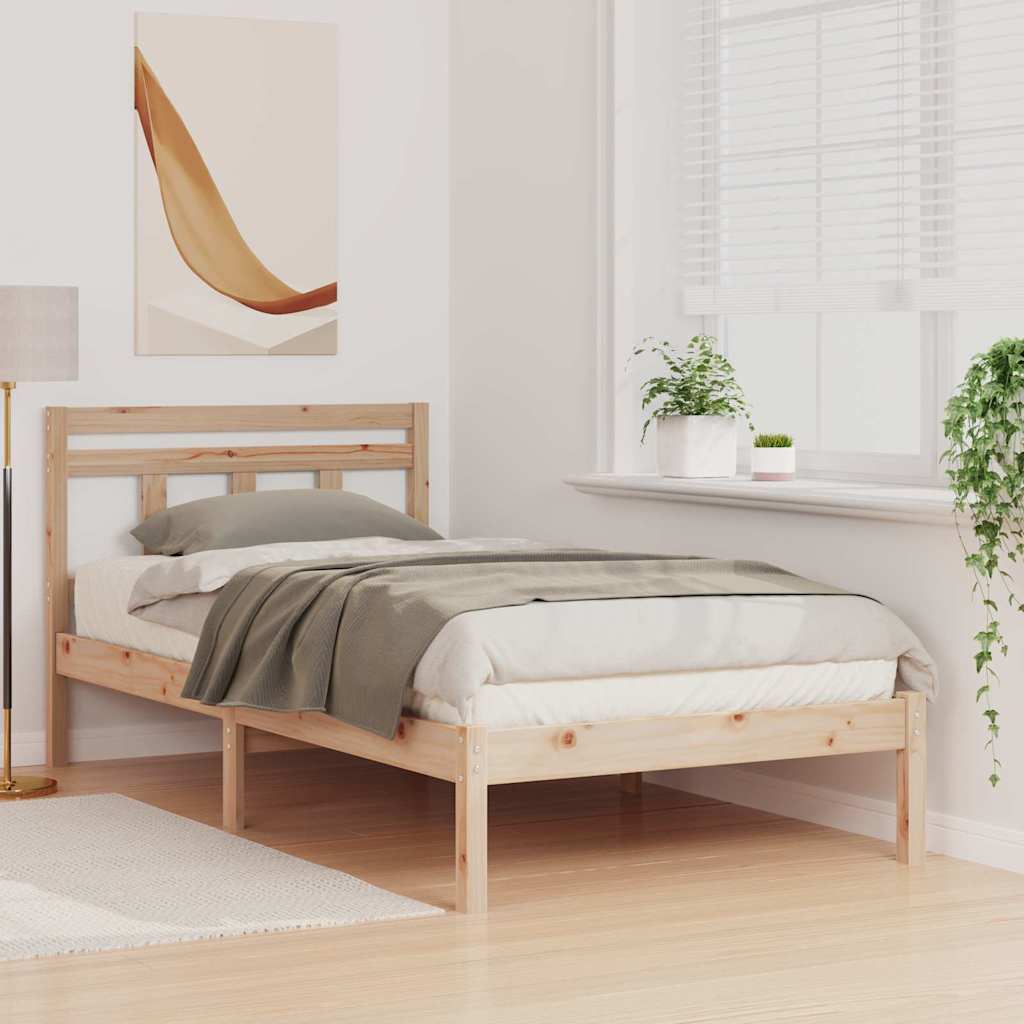 Bettrahmen Braun 75 x 190 cm Massives Kiefernholz