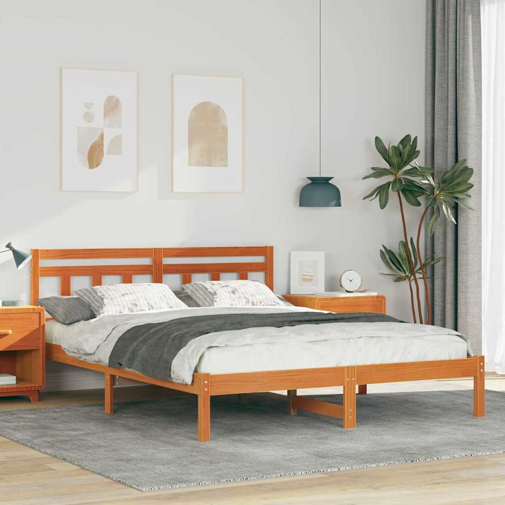 Bettrahmen Braun 150 x 200 cm Massives Kiefernholz