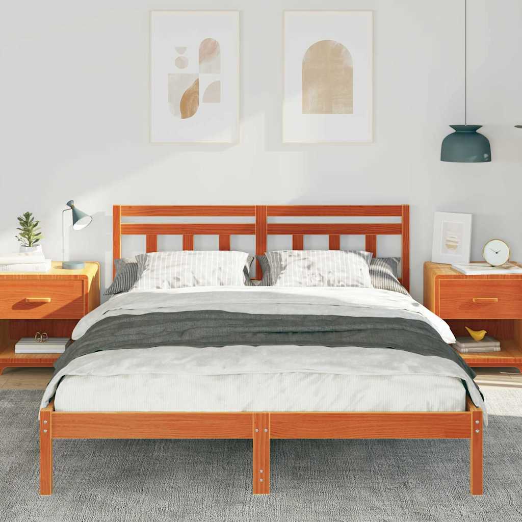 Bettrahmen Braun 140 x 200 cm Massives Kiefernholz
