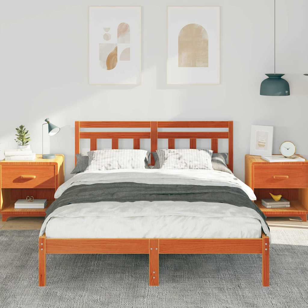 Bettrahmen Braun 120 x 190 cm Massives Kiefernholz