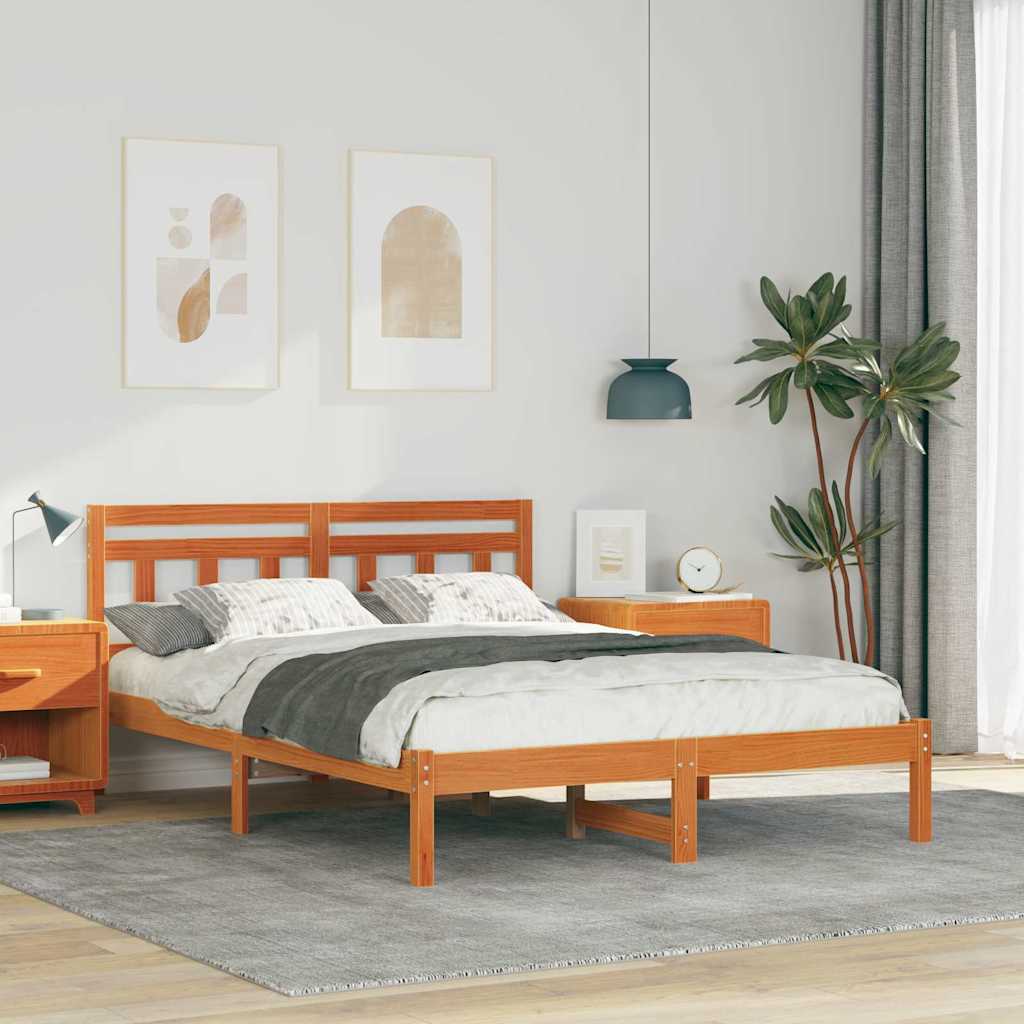 Bettrahmen Braun 140 x 190 cm Massives Kiefernholz