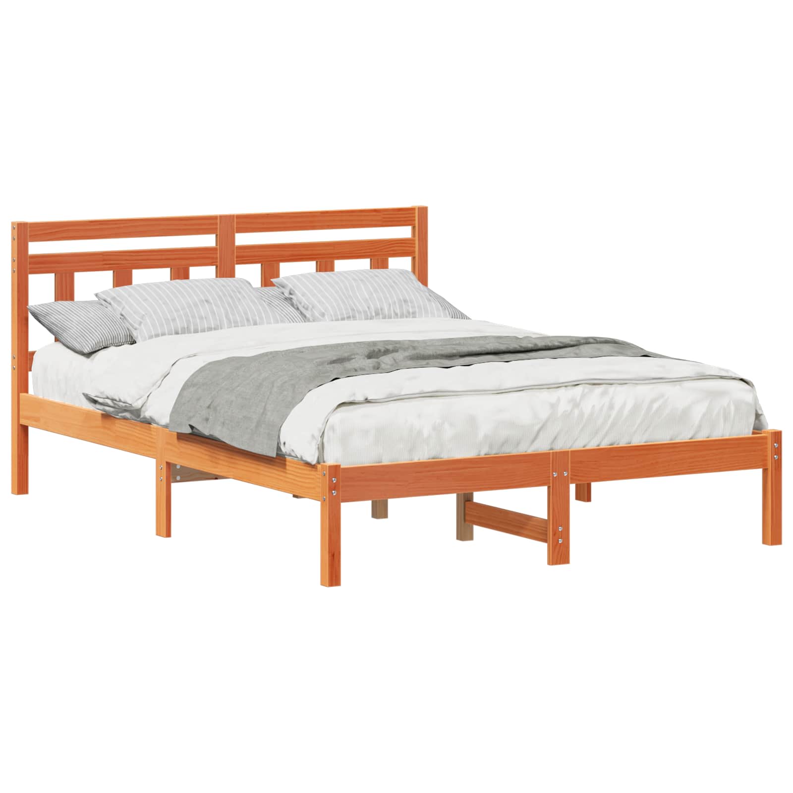 Bettrahmen Braun 135 x 190 cm Massives Kiefernholz