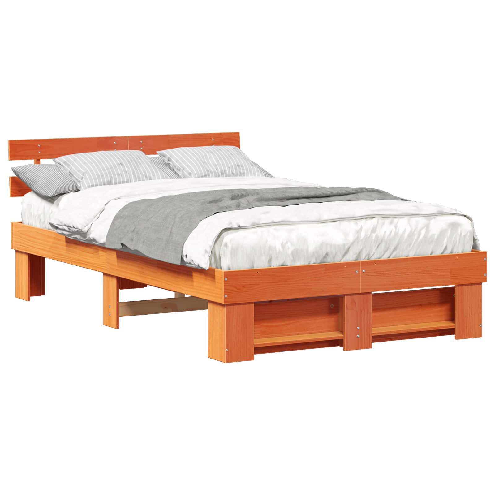 Bettrahmen Wachsbraun 135 x 190 cm Massives Kiefernholz