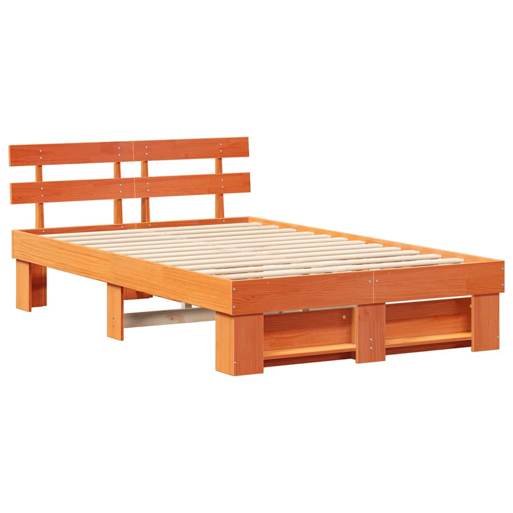 Bettrahmen Wachsbraun 120 x 190 cm Massives Kiefernholz