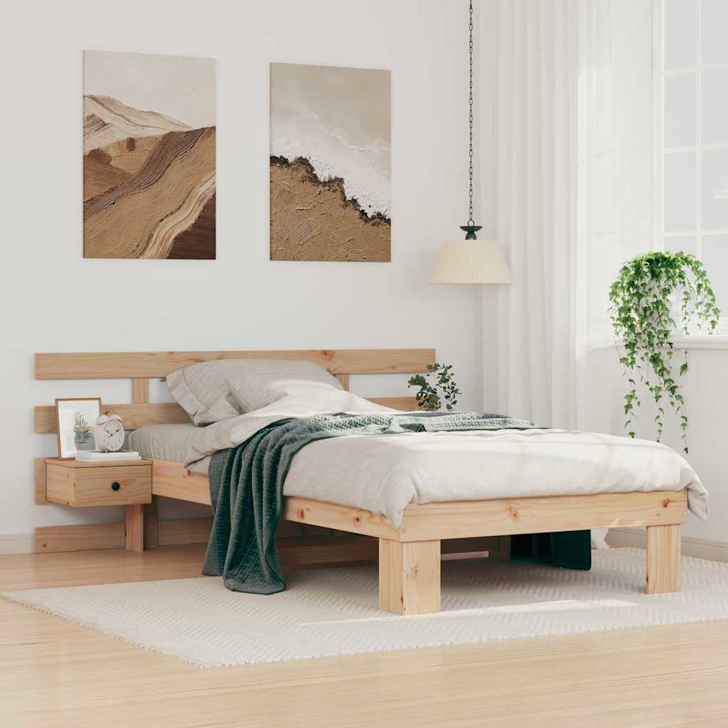 Bettrahmen mit Kopfteil Braun 80 x 200 cm Massives Kiefernholz