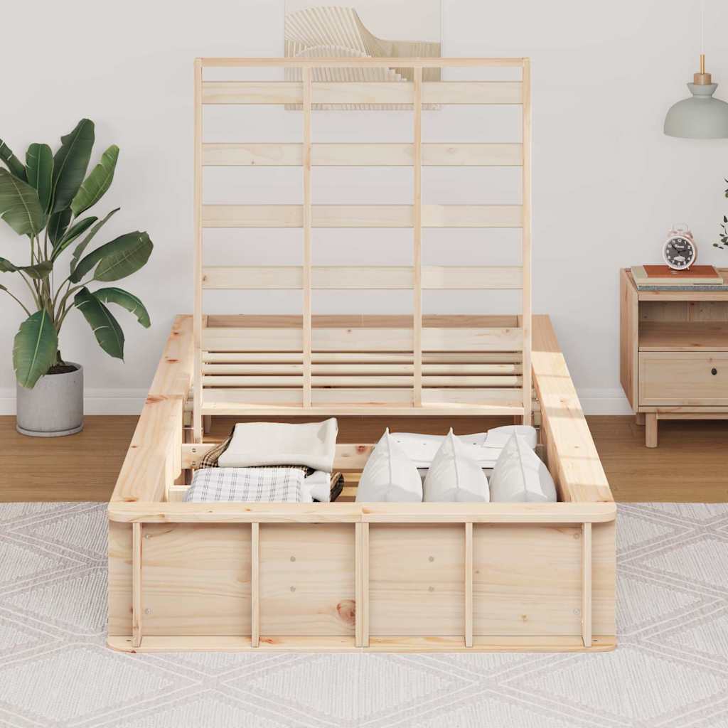 Bettrahmen Wachsbraun 75 x 190 cm Massives Kiefernholz
