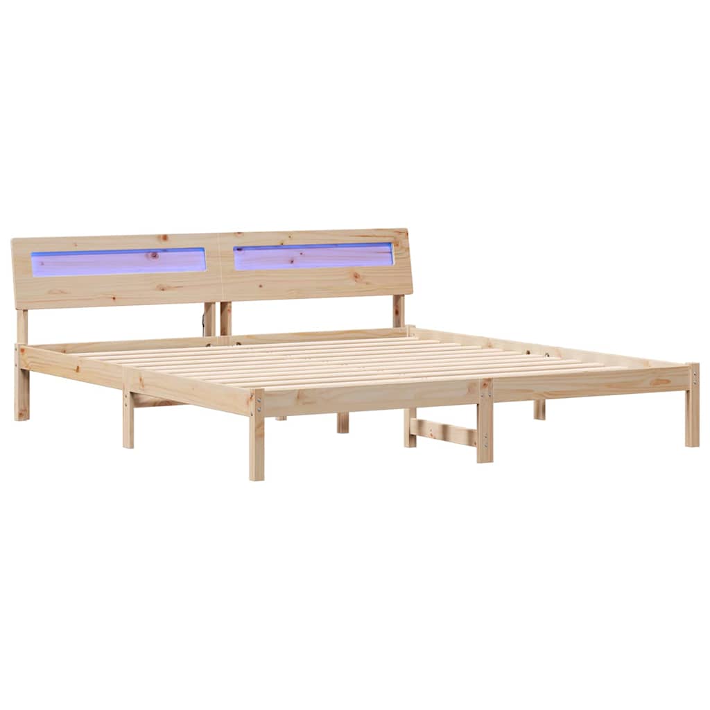 Bettrahmen mit Kopfteil Braun 180 x 200 cm Massives Kiefernholz