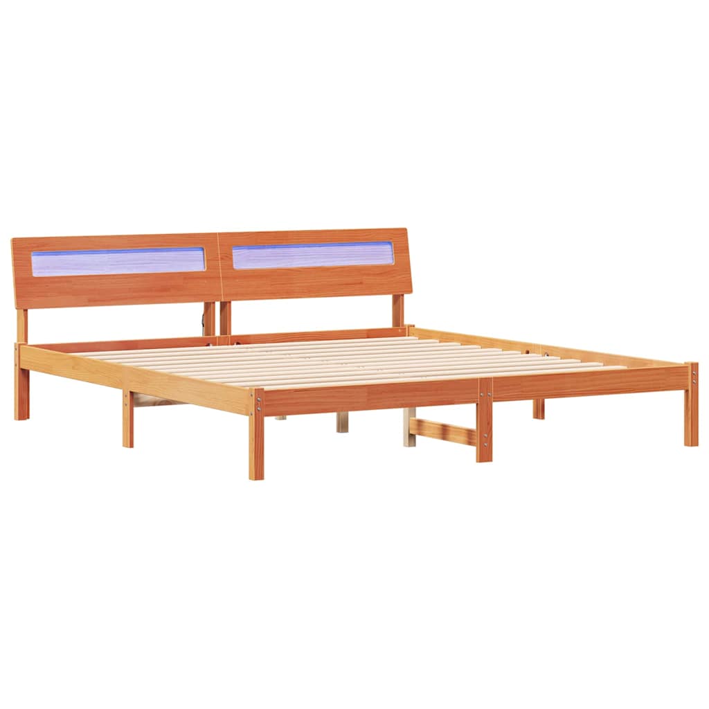 Bettrahmen Wachsbraun 180 x 200 cm Massives Kiefernholz