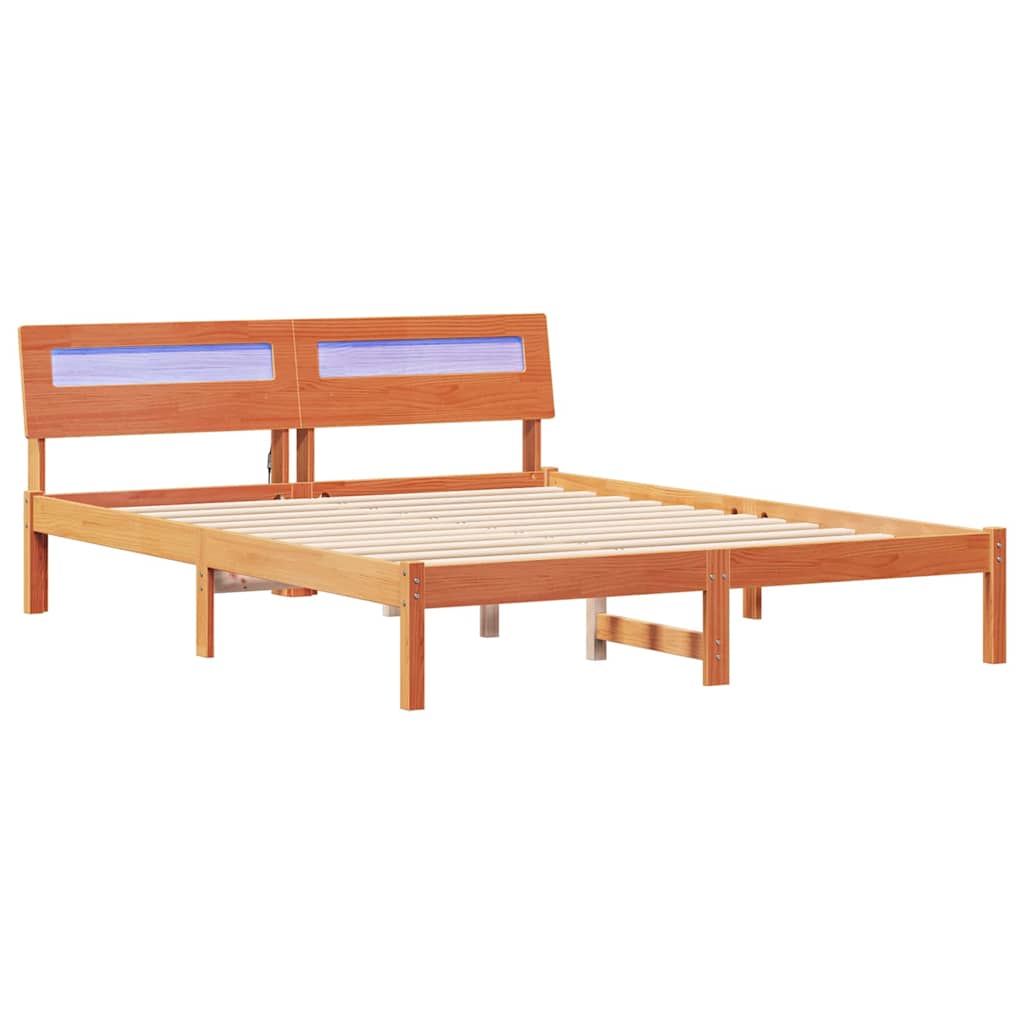 Bettrahmen Wachsbraun 160 x 200 cm Massives Kiefernholz
