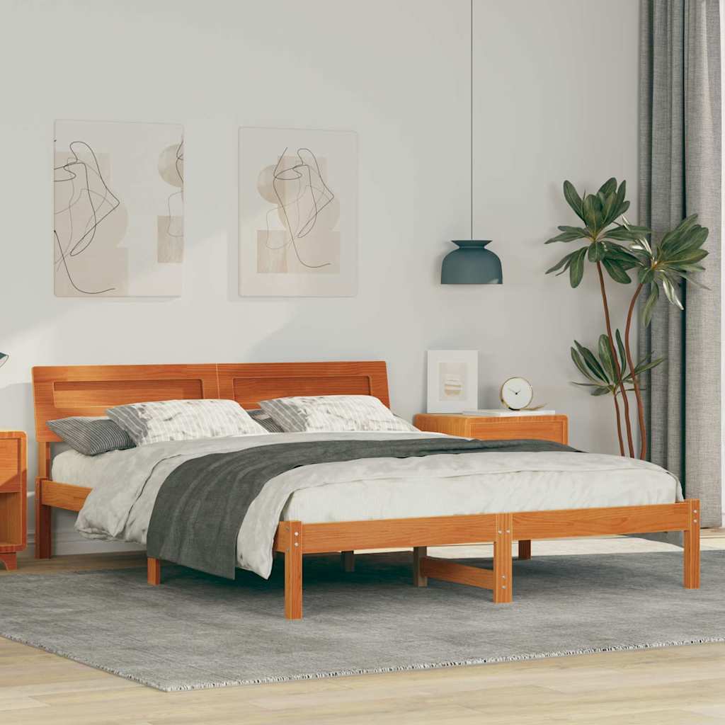 Bettrahmen Wachsbraun 150 x 200 cm Massives Kiefernholz