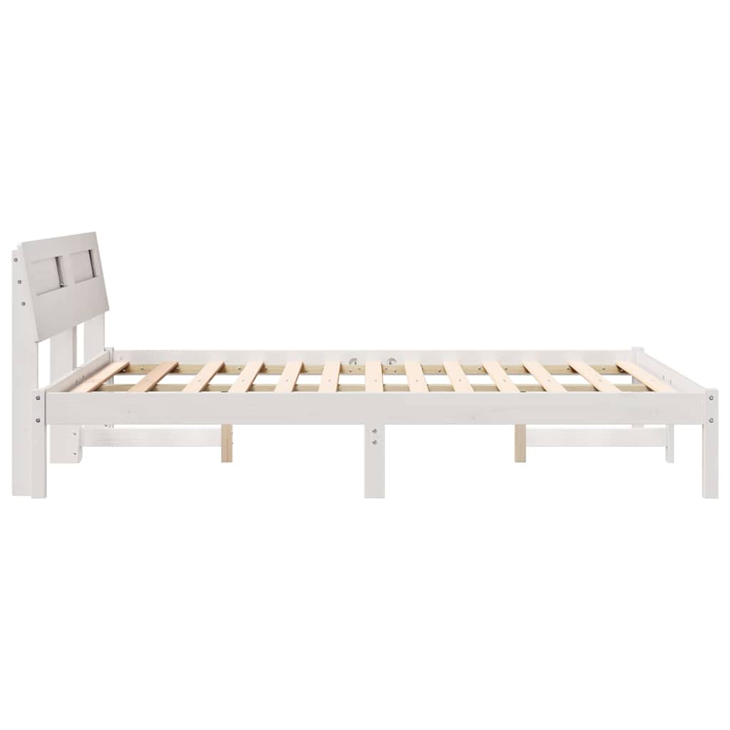 Bettrahmen mit Kopfteil Weiß 120 x 200 cm Massives Kiefernholz