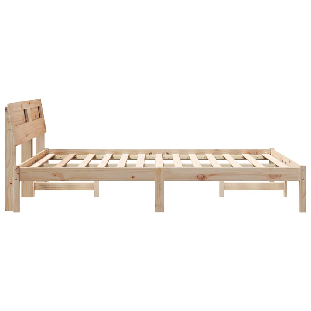 Bettrahmen mit Kopfteil Braun 140 x 190 cm Massives Kiefernholz