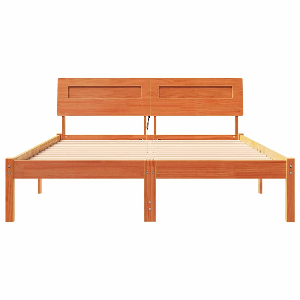 Bettrahmen Wachsbraun 140 x 190 cm Massives Kiefernholz