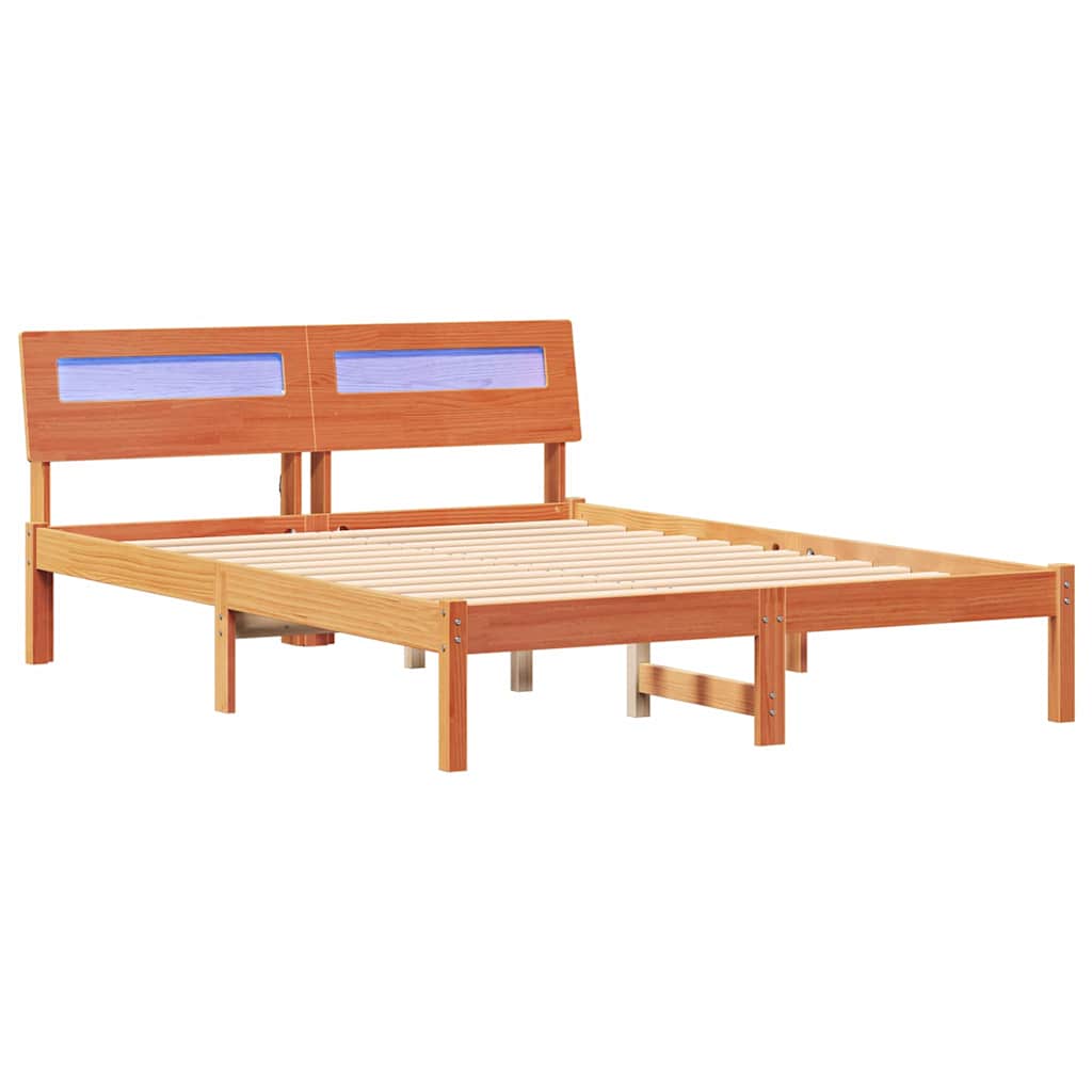 Bettrahmen Wachsbraun 135 x 190 cm Massives Kiefernholz
