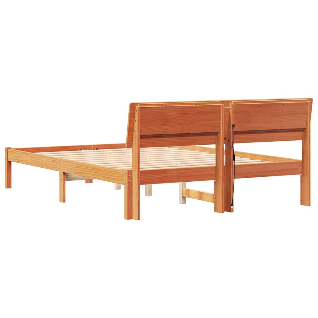 Bettrahmen Wachsbraun 135 x 190 cm Massives Kiefernholz