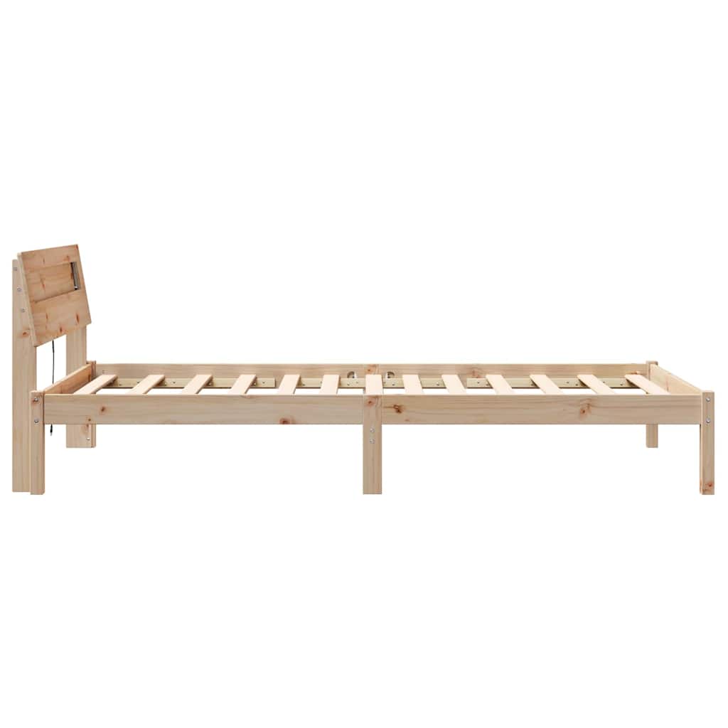 Bettrahmen mit Kopfteil Braun 90 x 190 cm Massives Kiefernholz