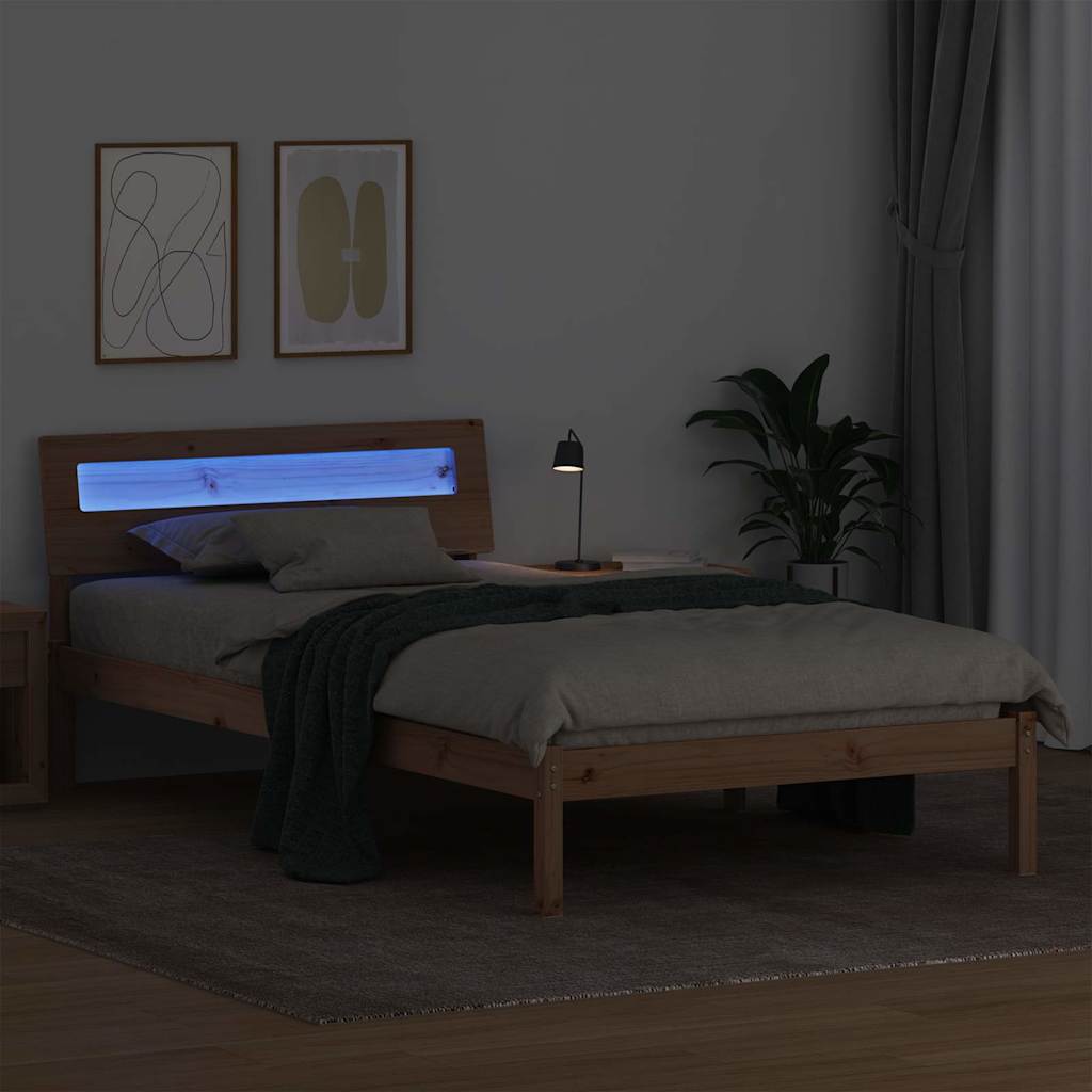 Bettrahmen mit Kopfteil Braun 75 x 190 cm Massives Kiefernholz