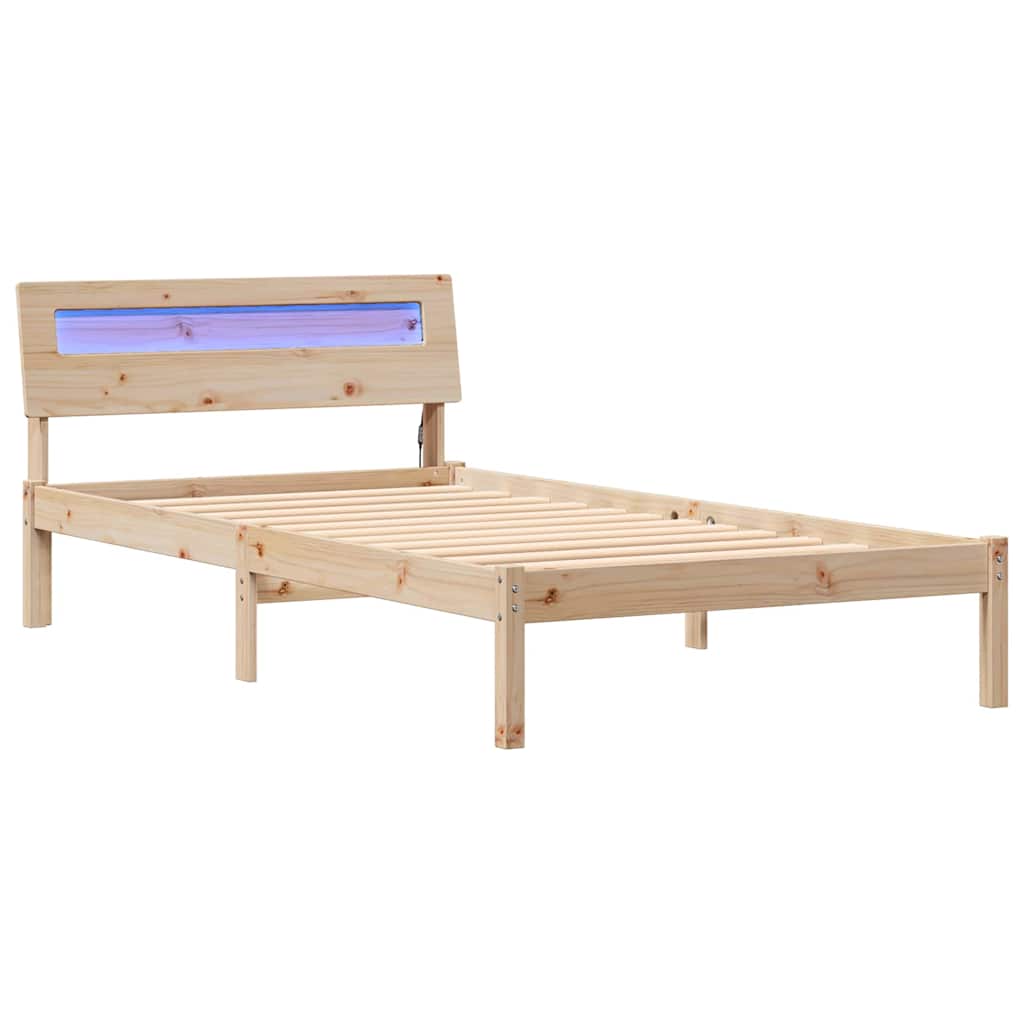 Bettrahmen mit Kopfteil Braun 75 x 190 cm Massives Kiefernholz