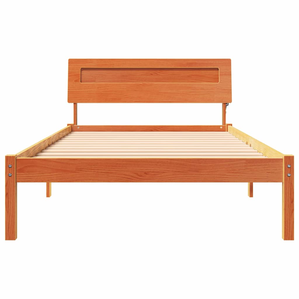 Bettrahmen Wachsbraun 75 x 190 cm Massives Kiefernholz
