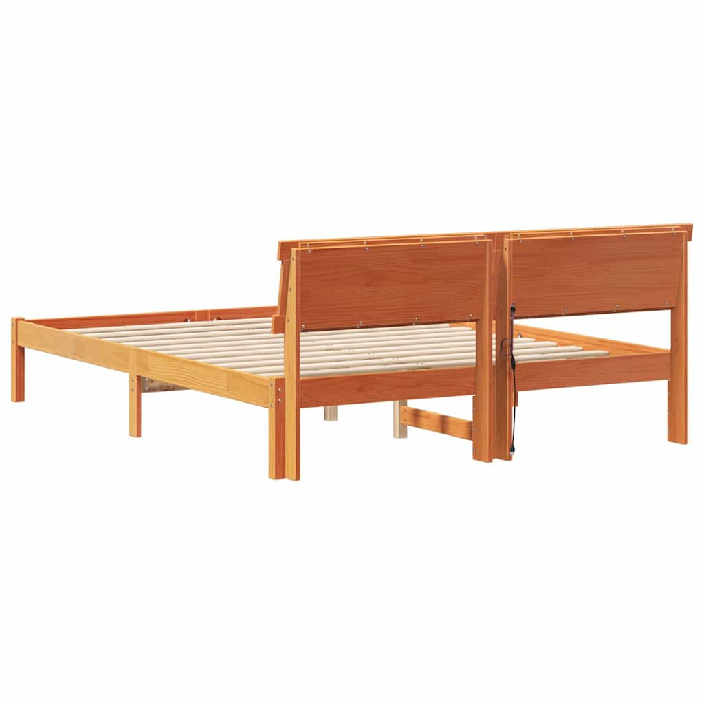 Bettrahmen Wachsbraun 160 x 200 cm Massives Kiefernholz