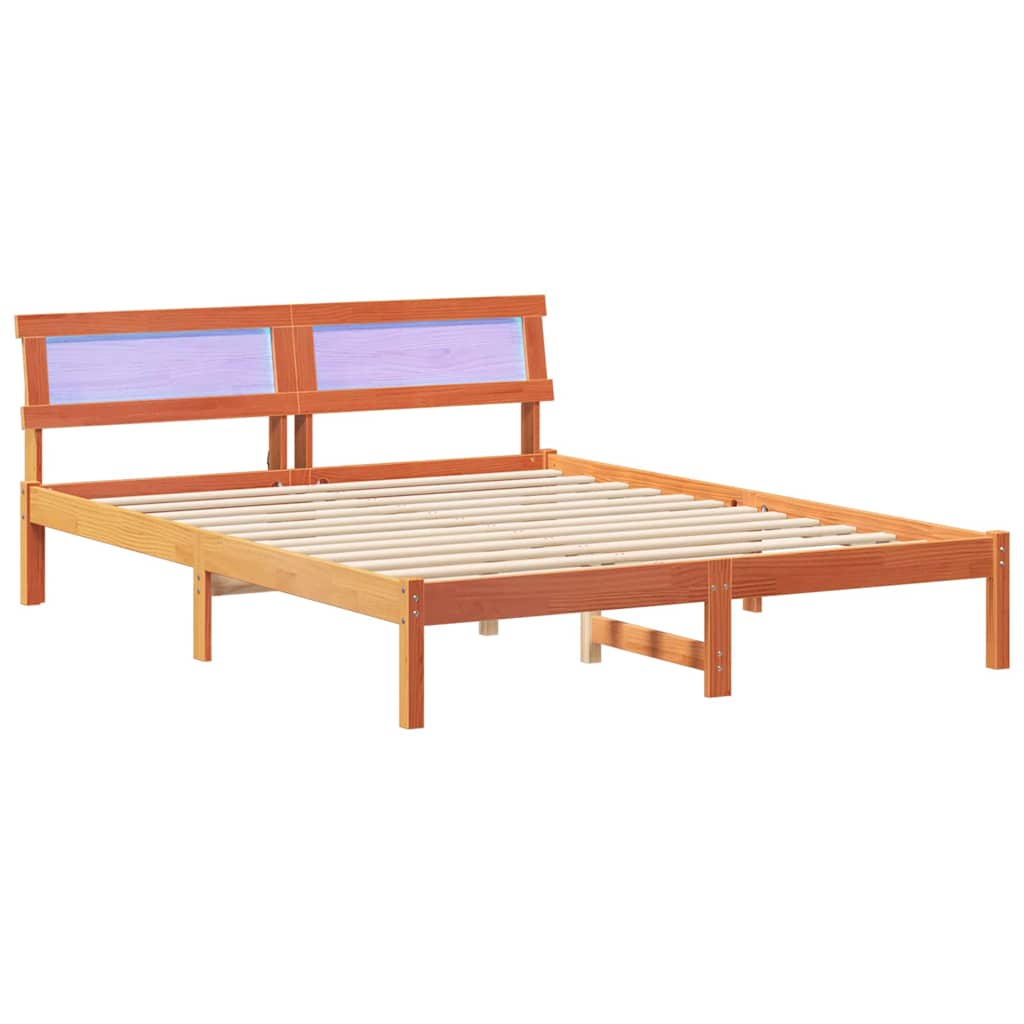 Bettrahmen Wachsbraun 150 x 200 cm Massives Kiefernholz