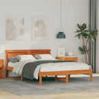 Bettrahmen Wachsbraun 140 x 190 cm Massives Kiefernholz