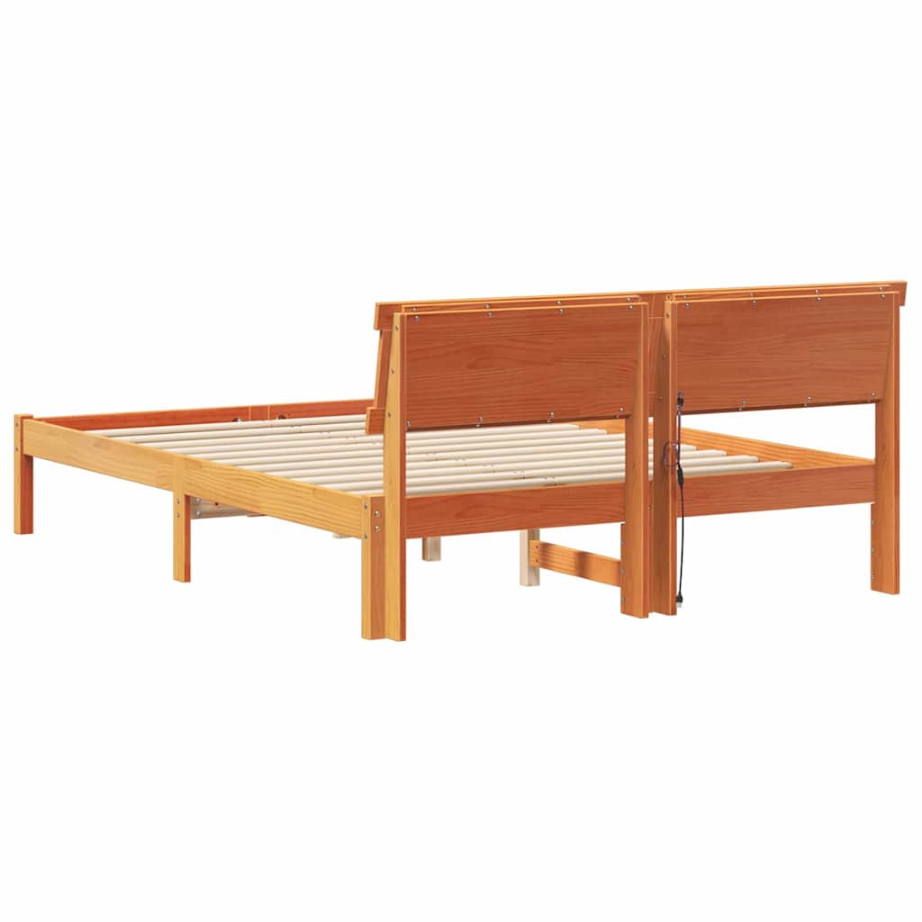 Bettrahmen Wachsbraun 135 x 190 cm Massives Kiefernholz